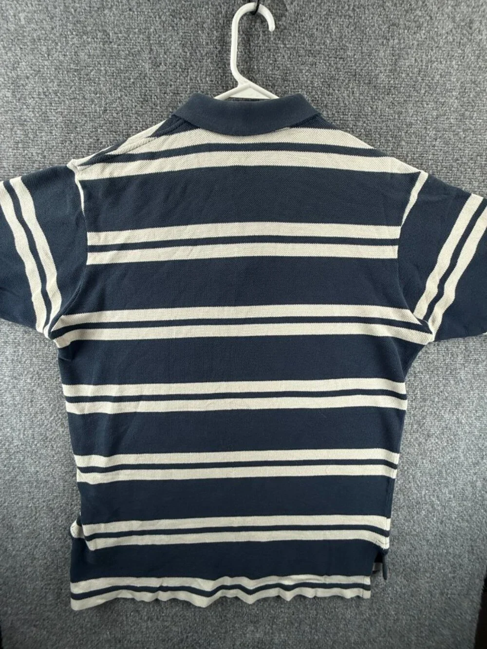 Polo Ralph Lauren Striped Blue White Short Sleeve Polo Shirt Men Cotton Mesh LG